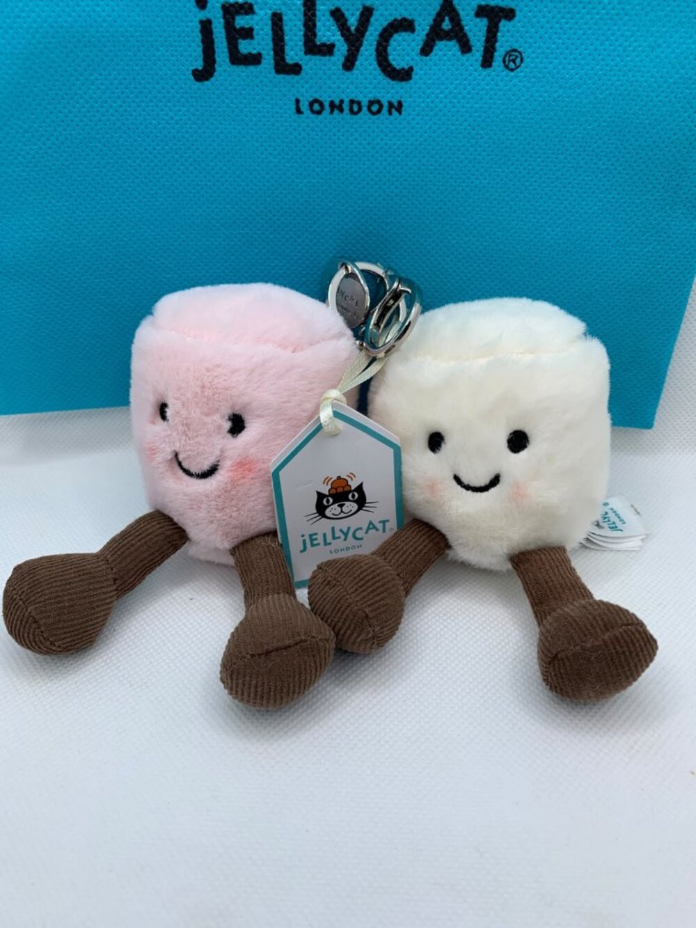 NWT Jellycat Amuseables Pair of Marshmallows Bag Charm with Dust Bag